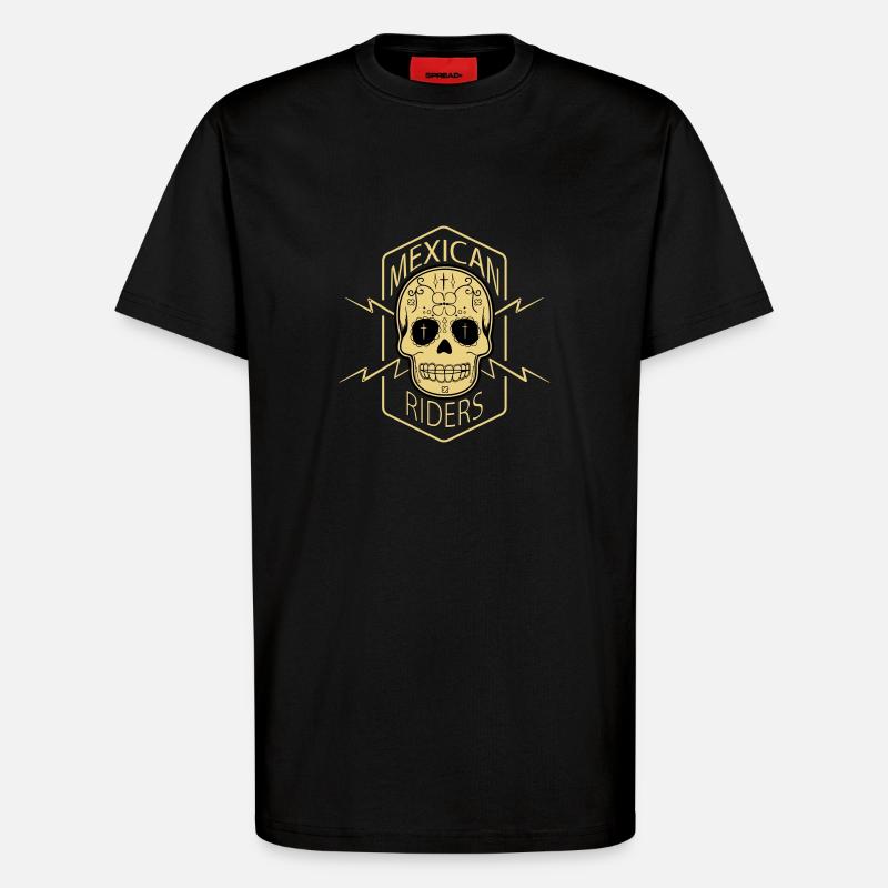 Mexican Skull - Motorbikes - T-shirt bio décontracté fabriqué en UE - SOLID BLACK
