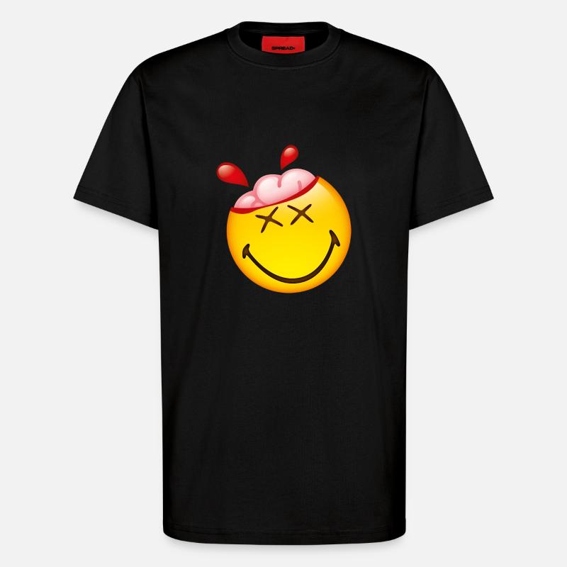Smiley Glossy Happy Brain - T-shirt bio décontracté fabriqué en UE - SOLID BLACK