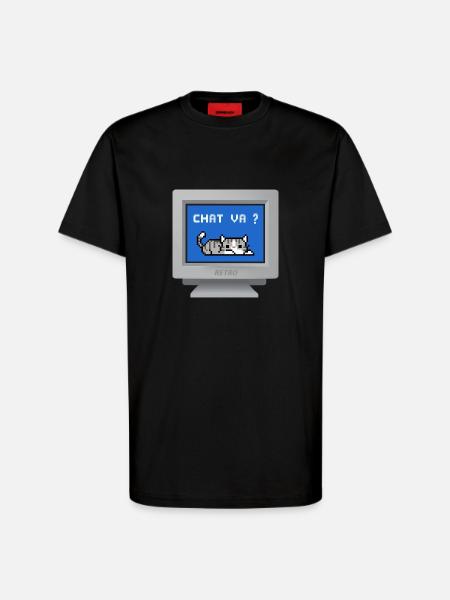 CRT - Chat va ? - T-shirt bio décontracté fabriqué en UE - SOLID BLACK