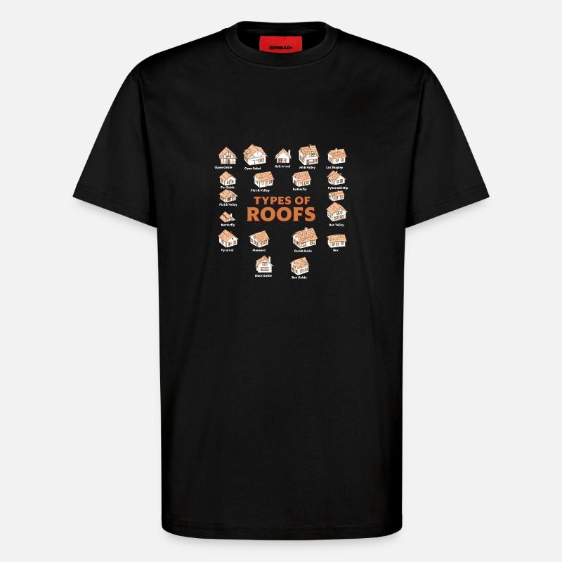 Arten von Dächern Dacharchitekturstile - T-Shirt - made by SPREAD - SOLID BLACK