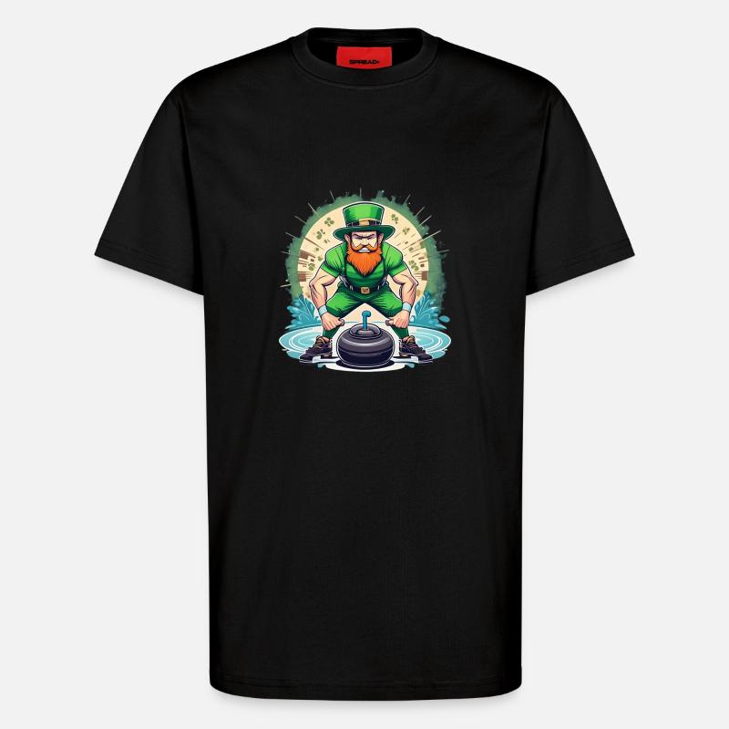 Curling Trèfle de la Saint-Patrick - T-shirt bio décontracté fabriqué en UE - SOLID BLACK