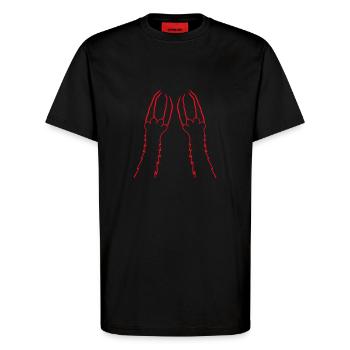 Cats, Claws, Paws, Paws, Claws, Scratches, Stripes - T-Shirt - made by SPREAD - SOLID BLACK - Front - Alina (178cm) & Michal (187cm)