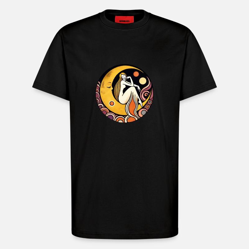 Déesse rétro de la lune - T-shirt bio décontracté fabriqué en UE - SOLID BLACK