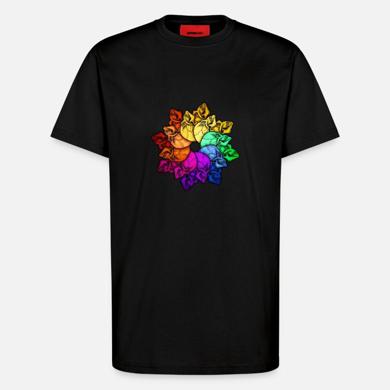 Regenbogen Schädel - T-Shirt - made by SPREAD - SOLID BLACK