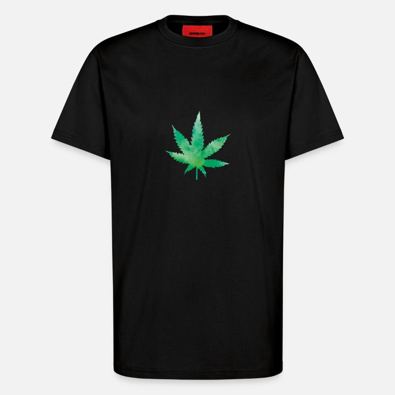 leaf weed - T-Shirt - made by SPREAD - SOLID BLACK