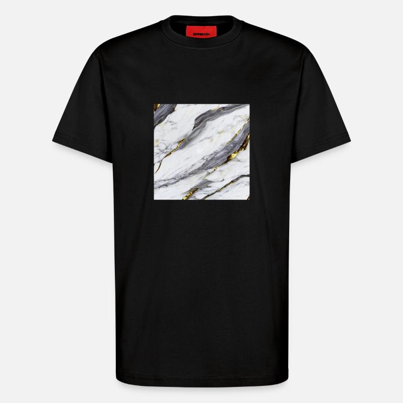 Marble White Gold Structure - T-Shirt - made by SPREAD - SOLID BLACK