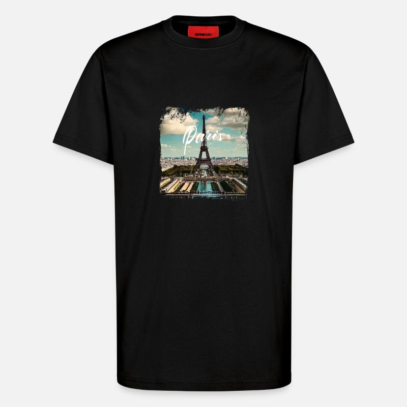 Paris Eiffelturm casual style - T-Shirt - made by SPREAD - SOLID BLACK