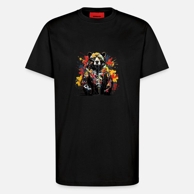 Roaring Bear. Graffiti-style strength. - T-Shirt - made by SPREAD - SOLID BLACK