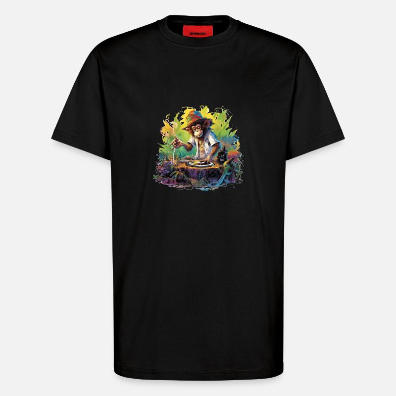 Monkey DJ - T-Shirt - made by SPREAD - SOLID BLACK