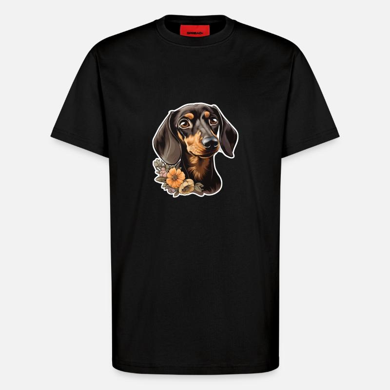 Teckel Tête de teckel - T-shirt bio décontracté fabriqué en UE - SOLID BLACK