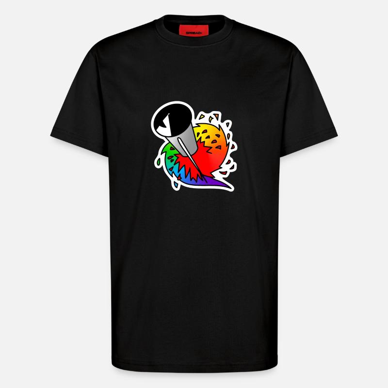 Regenbogen Rakete : Sticky Queer Pride - T-Shirt - made by SPREAD - SOLID BLACK