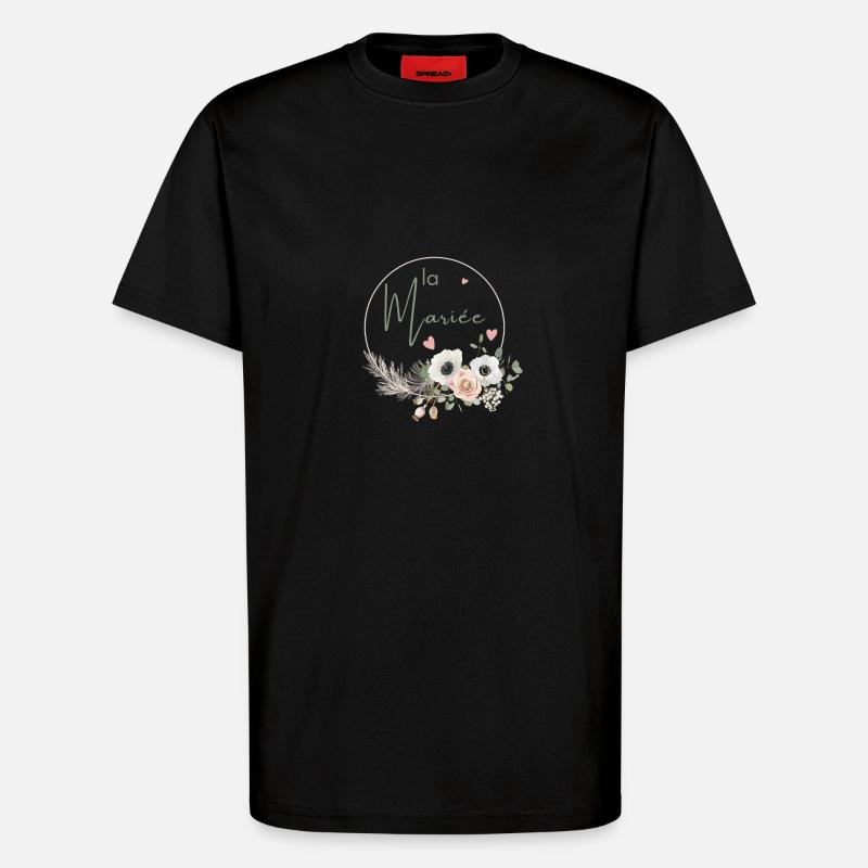 Brautkrone Boho Blumen - T-Shirt - made by SPREAD - SOLID BLACK