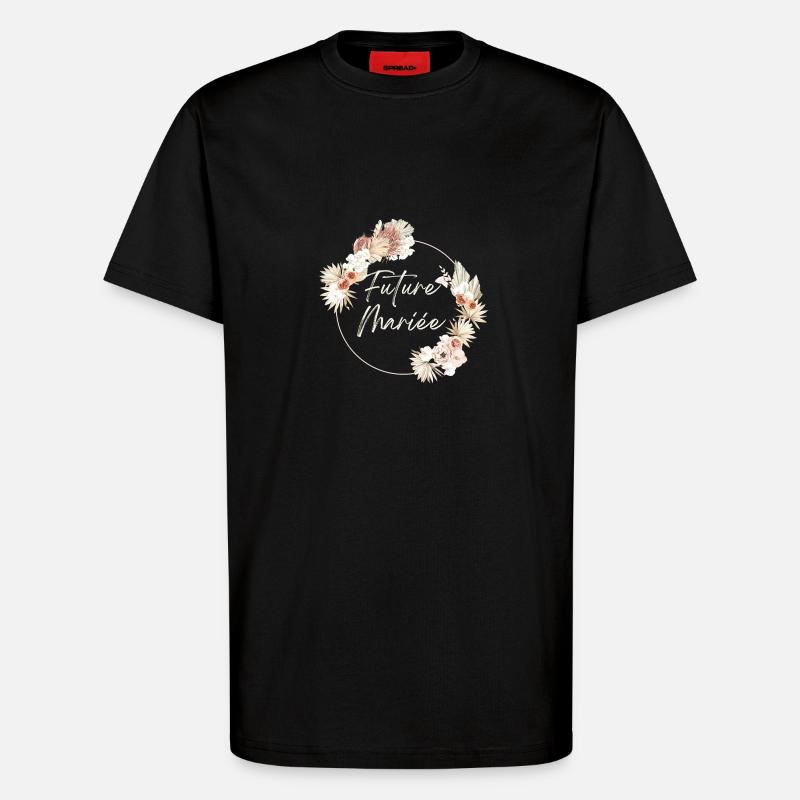 Bride-to-be crown Boho flowers - T-Shirt - made by SPREAD - SOLID BLACK