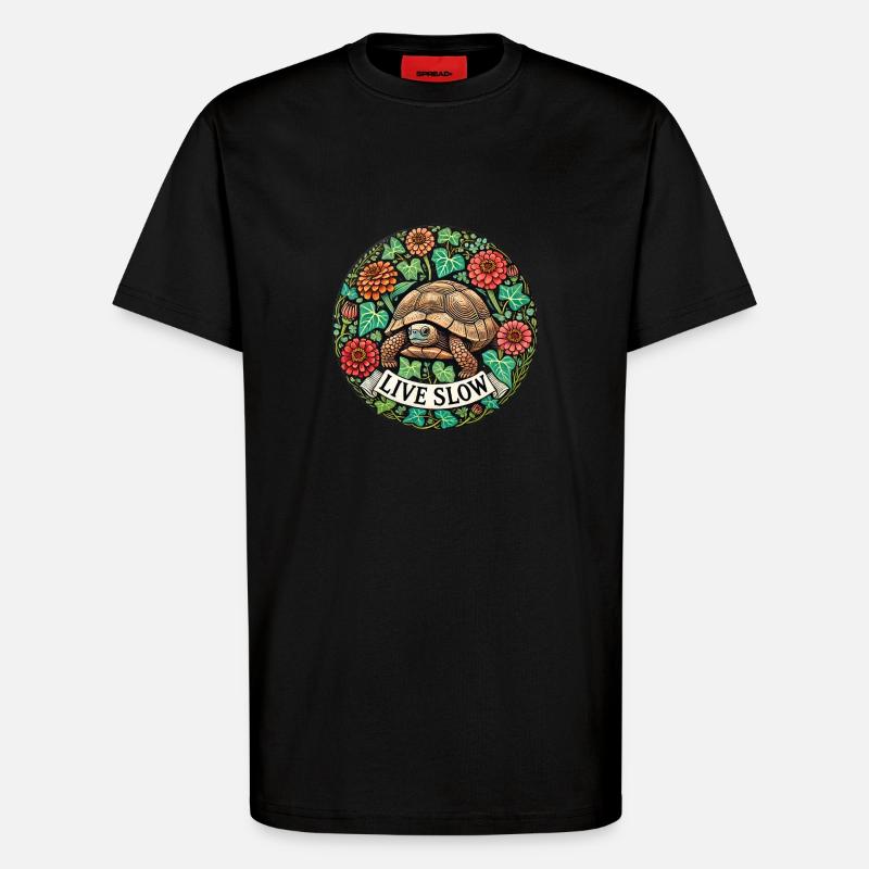 Lebende langsame Schildkröte - T-Shirt - made by SPREAD - SOLID BLACK
