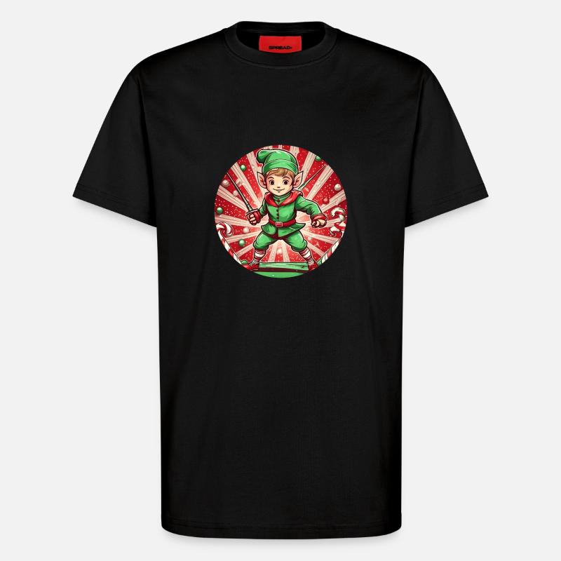 Clôture elfe de Noël - T-shirt bio décontracté fabriqué en UE - SOLID BLACK