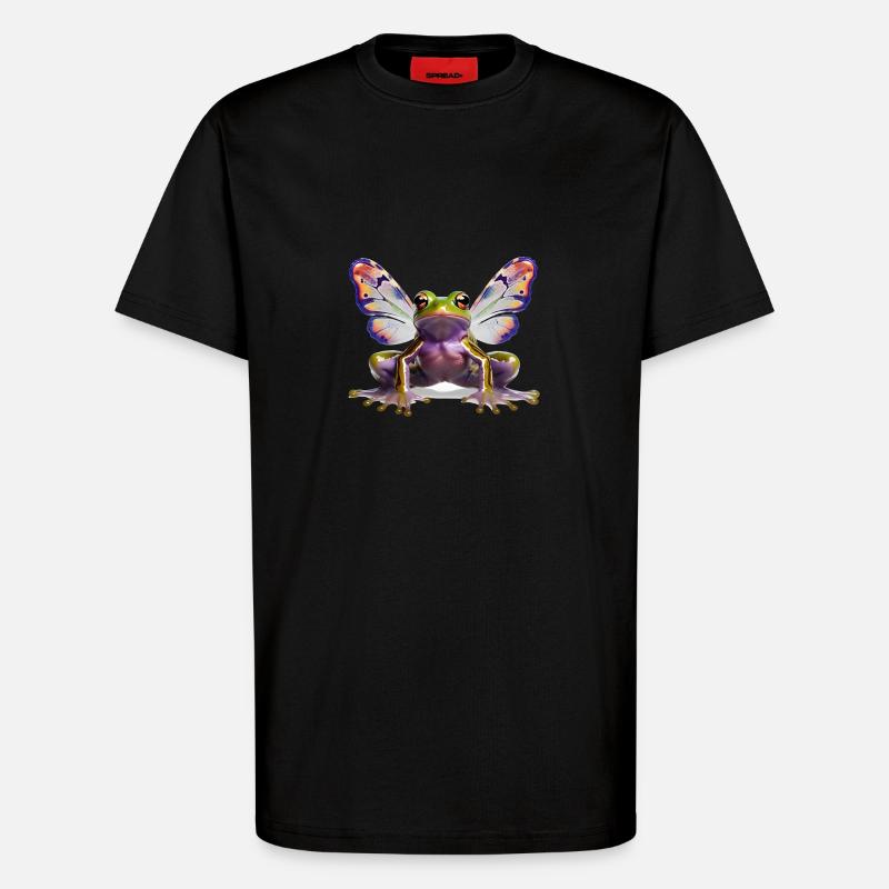 Psychedelic Goa Butterfly Frog - T-Shirt - made by SPREAD - SOLID BLACK