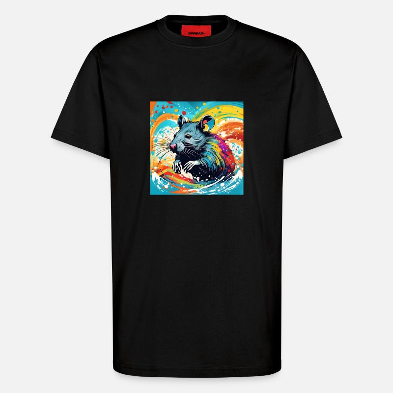 Couleur du rat - T-shirt bio décontracté fabriqué en UE - SOLID BLACK