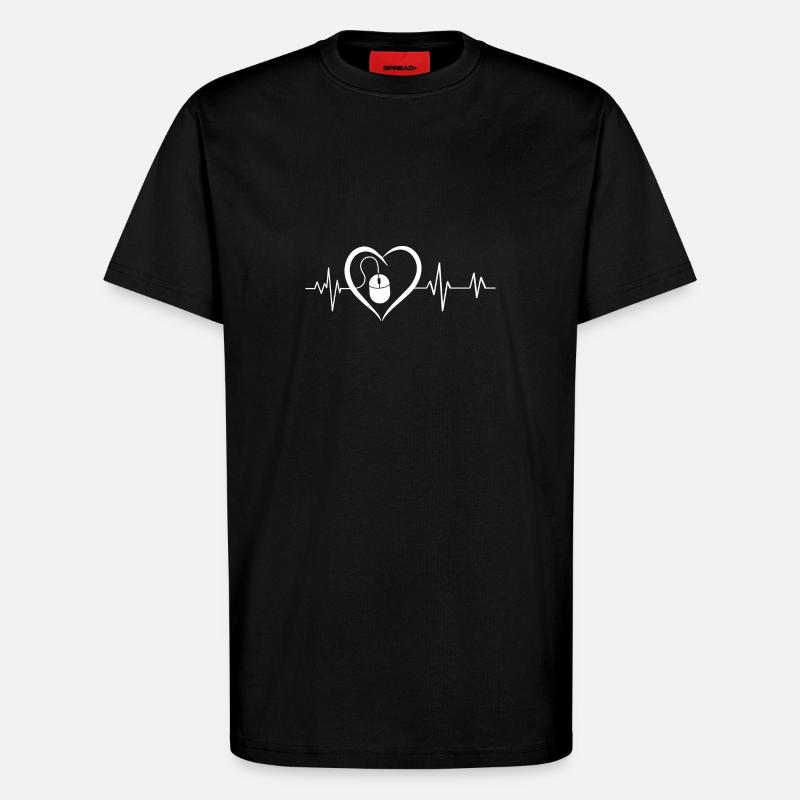 Heartbeat Computermaus - T-Shirt - made by SPREAD - SOLID BLACK