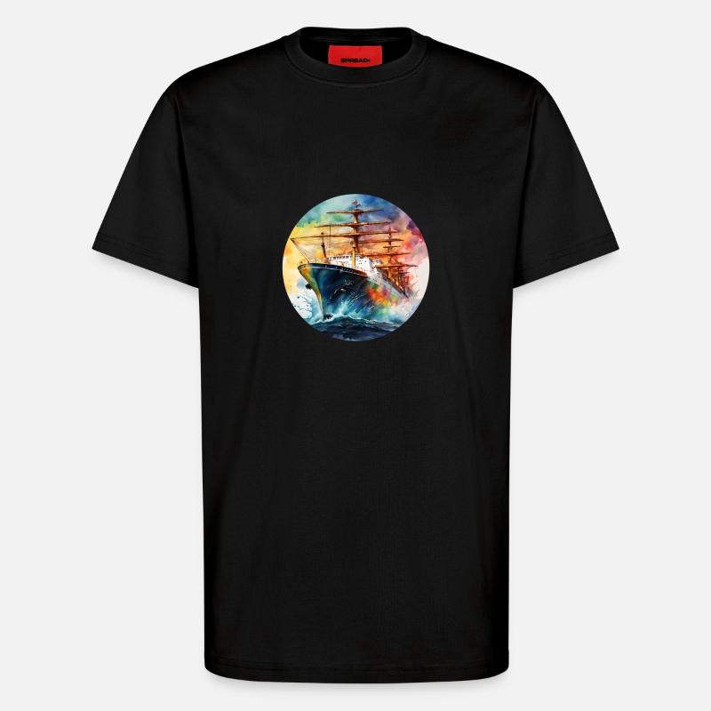 Schiff Gross runder Batch - T-Shirt - made by SPREAD - SOLID BLACK