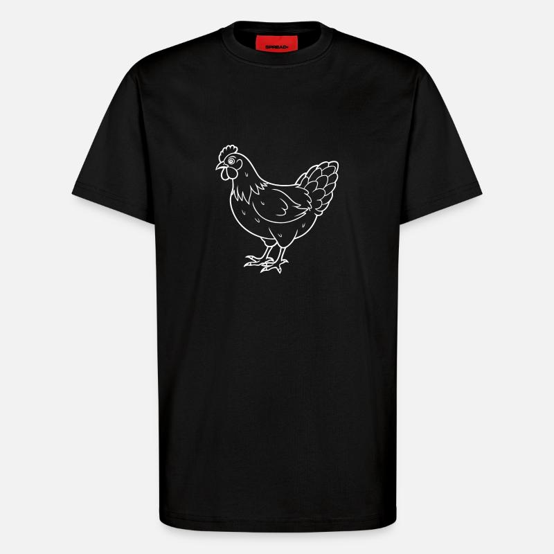Simple Chicken - Line Drawing - T-Shirt - made by SPREAD - SOLID BLACK