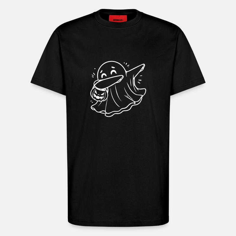DAB Dabbing Halloween Ghost Jack-o'-lantern - T-shirt bio décontracté fabriqué en UE - SOLID BLACK