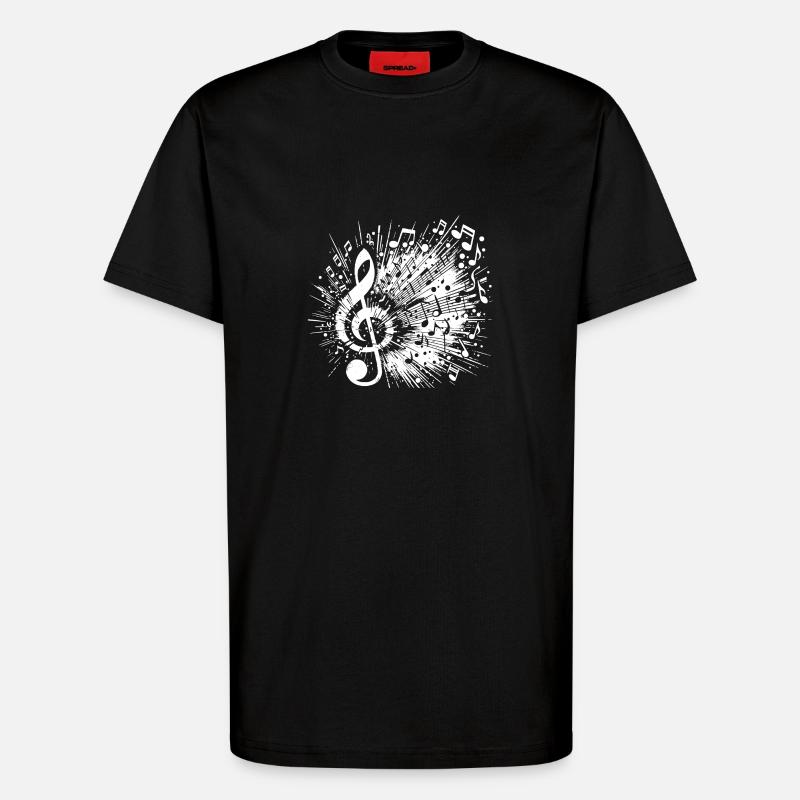 Exploding Music Clef Scale - T-Shirt - made by SPREAD - SOLID BLACK