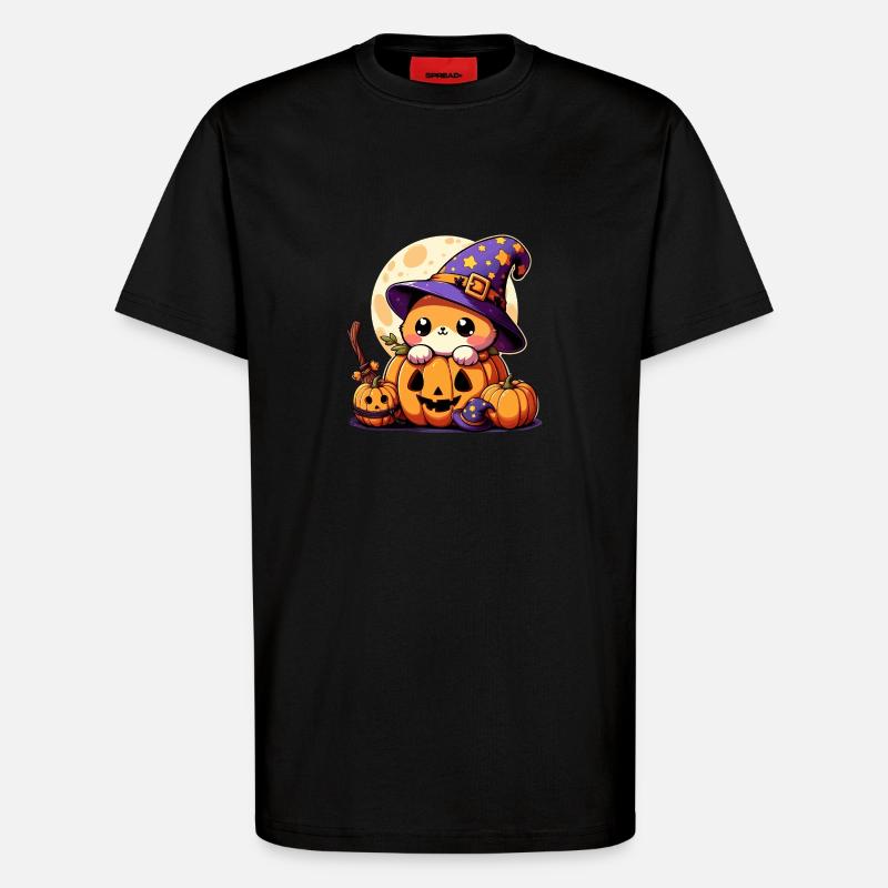Petit Chat Mignon d'Halloween - T-shirt bio décontracté fabriqué en UE - SOLID BLACK
