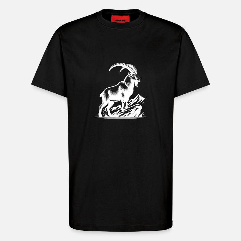 Steinbock mit gewaltigen Hörnern - T-Shirt - made by SPREAD - SOLID BLACK