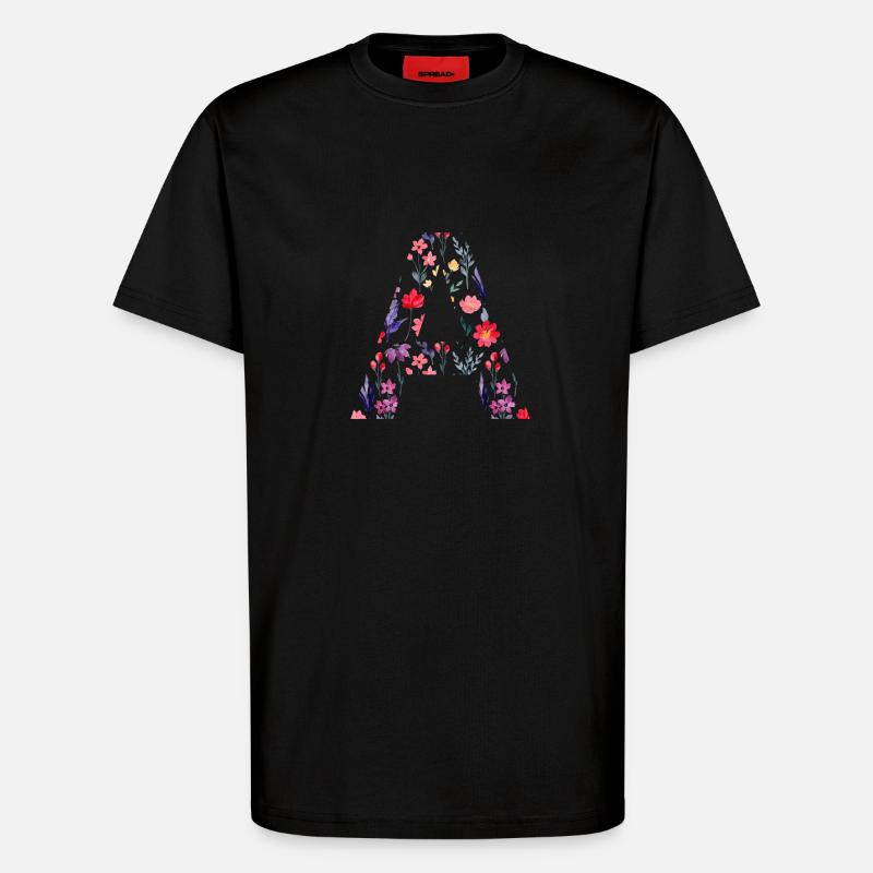 Personalisierter Blumenbrief A - Geschenkidee - T-Shirt - made by SPREAD - SOLID BLACK