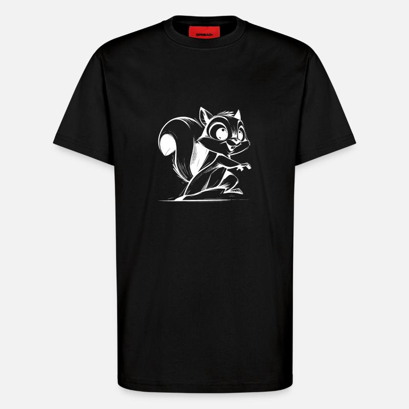 Kleines putziges Eichhörnchen Bleistift Zeichnung - T-Shirt - made by SPREAD - SOLID BLACK