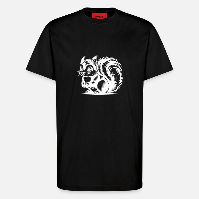 Mignon mignon écureuil Dessin - T-shirt bio décontracté fabriqué en UE - SOLID BLACK