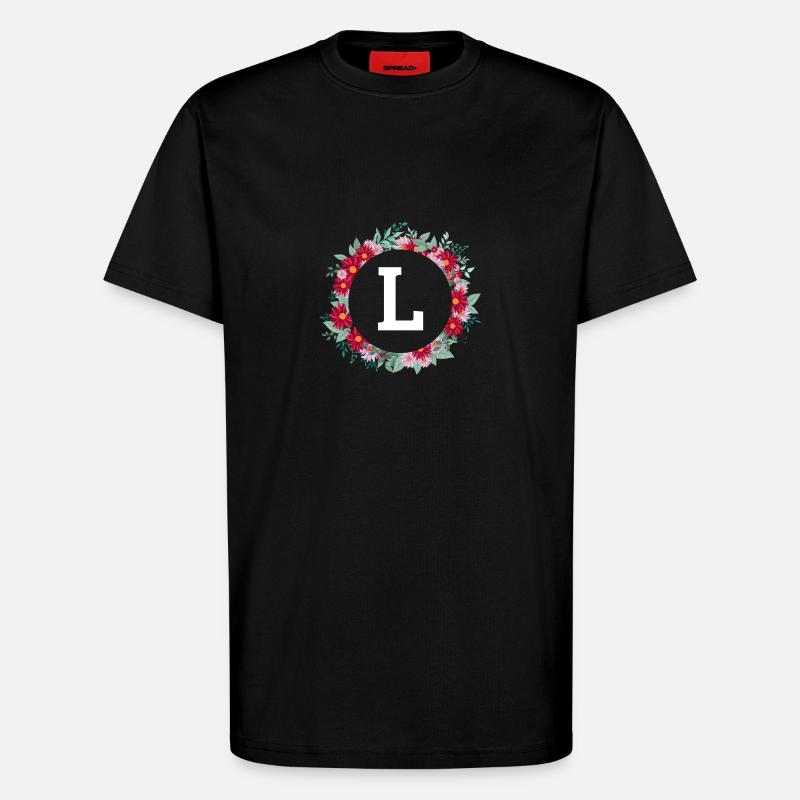 Buchstabe l Blumenkrone - T-Shirt - made by SPREAD - SOLID BLACK