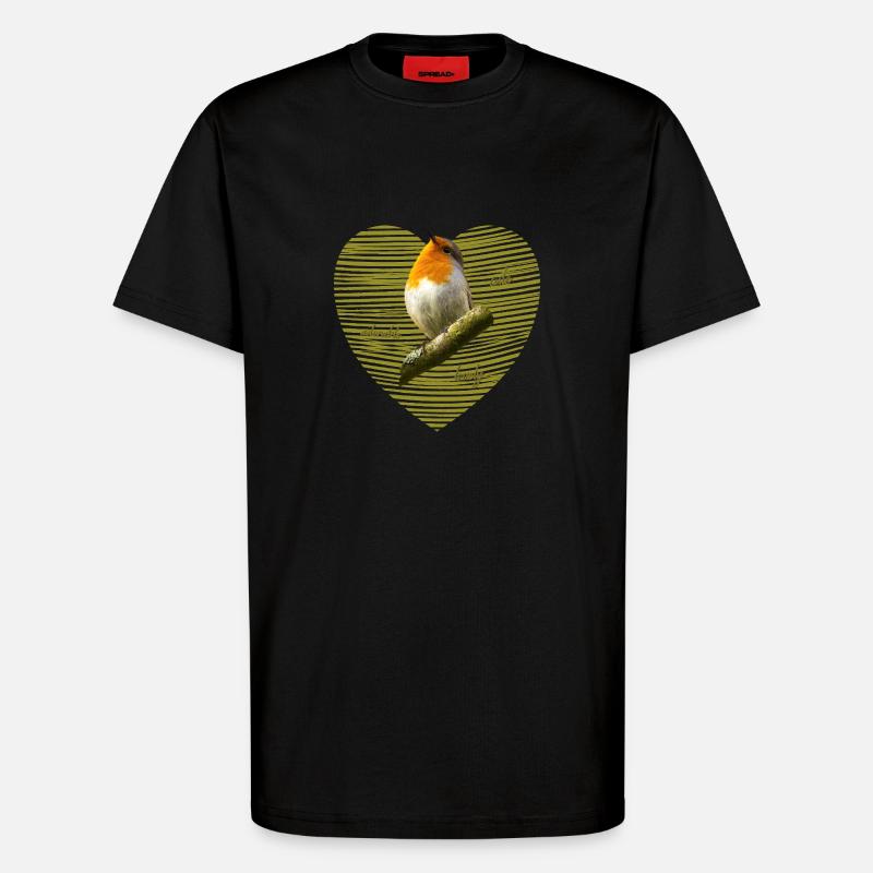 Rotkehlchen Singvogel - T-Shirt - made by SPREAD - SOLID BLACK