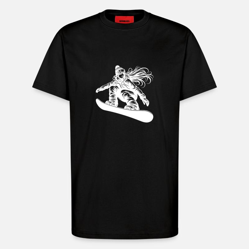 Snowboardeuse Cool Snowboard Design - T-shirt bio décontracté fabriqué en UE - SOLID BLACK