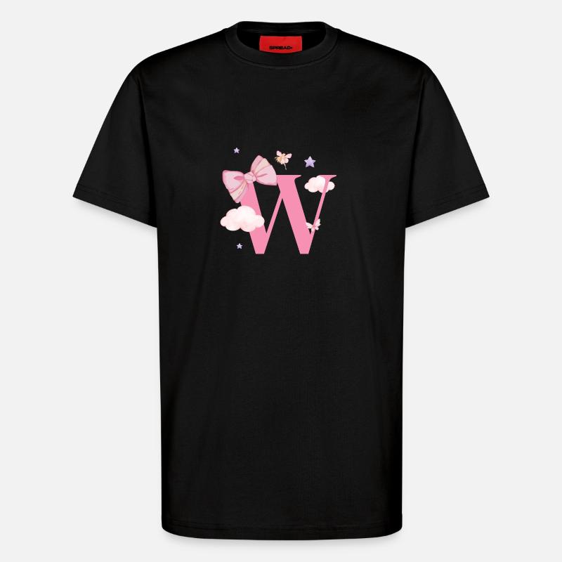 Buchstabe mit rosa Wolken - T-Shirt - made by SPREAD - SOLID BLACK