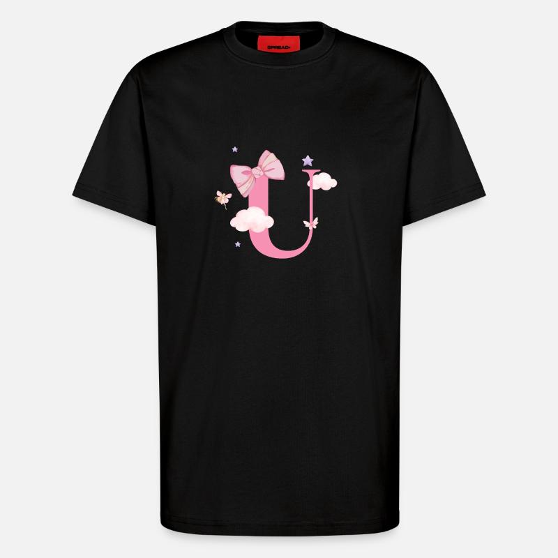Buchstabe u Rosa Wolken - T-Shirt - made by SPREAD - SOLID BLACK