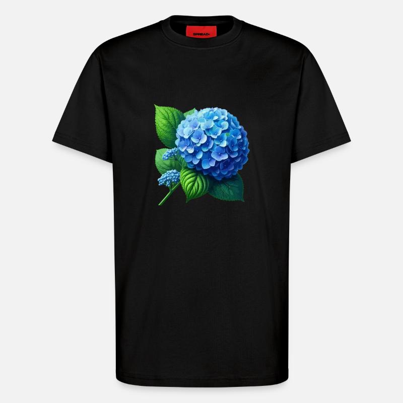 Hydrangea blue - T-Shirt - made by SPREAD - SOLID BLACK