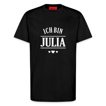 Ich bin Julia - T-Shirt - made by SPREAD - SOLID BLACK - Vorne - Alina (178cm) & Michal (187cm)