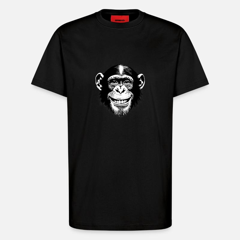 Lachender Affe Schimpse freut sich - T-Shirt - made by SPREAD - SOLID BLACK