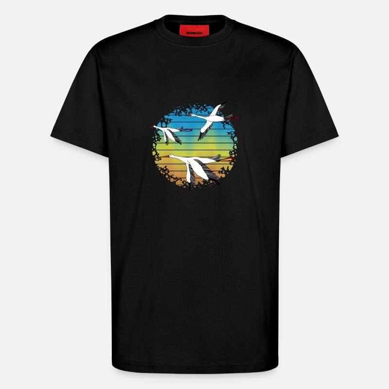 Storks - T-Shirt - made by SPREAD - SOLID BLACK