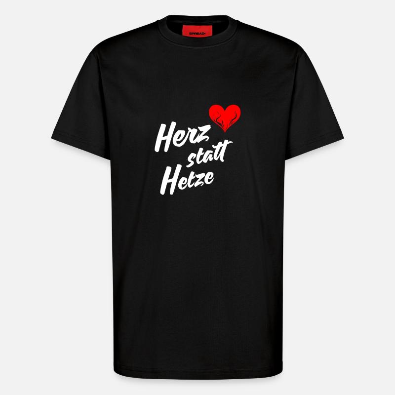 Herz statt Hetze - T-Shirt - made by SPREAD - SOLID BLACK