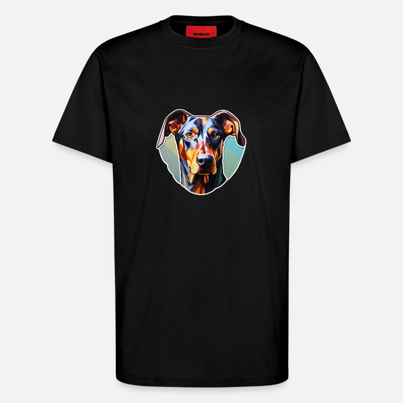 Dobermann Pinscher psychedelisch - T-Shirt - made by SPREAD - SOLID BLACK