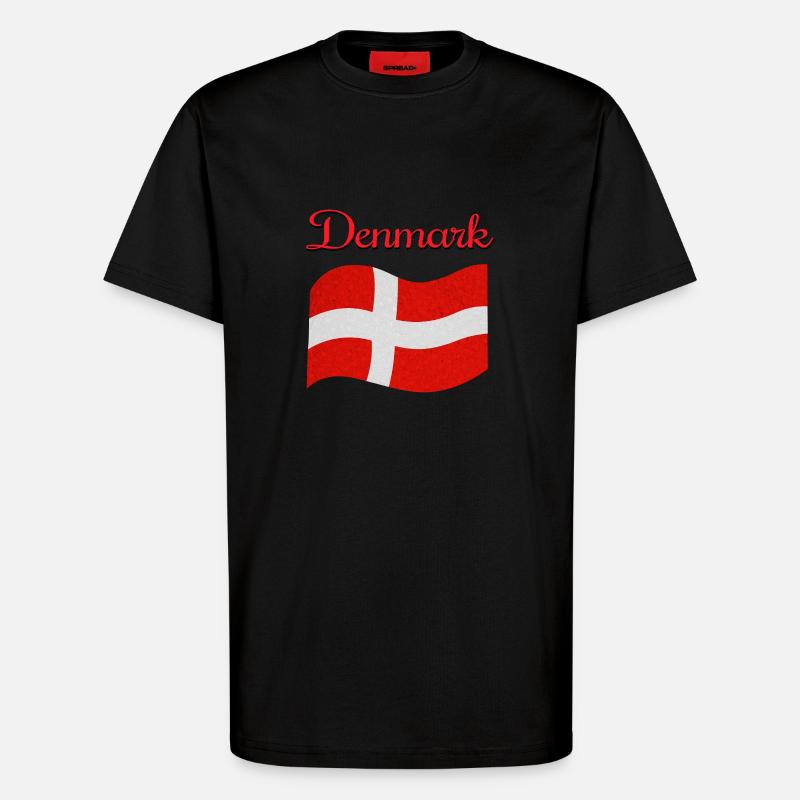 Drapeau du Danemark - T-shirt bio décontracté fabriqué en UE - SOLID BLACK