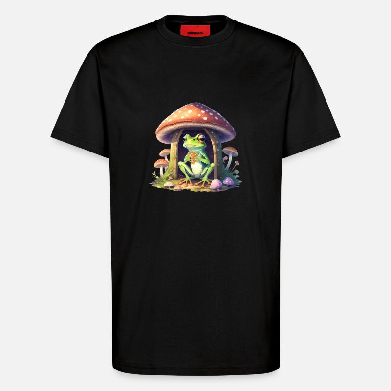 Grenouille dans le champignon - T-shirt bio décontracté fabriqué en UE - SOLID BLACK