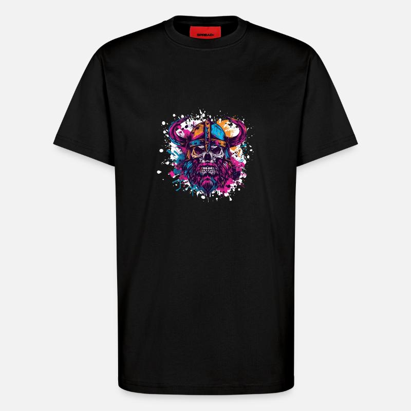 Wikinger Skelett - T-Shirt - made by SPREAD - SOLID BLACK