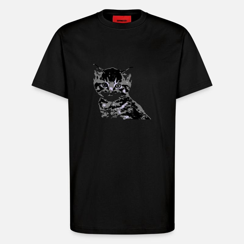 Katze Cat Katzengesicht - T-Shirt - made by SPREAD - SOLID BLACK