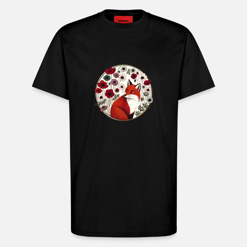 Retro Rotfuchs - T-Shirt - made by SPREAD - SOLID BLACK