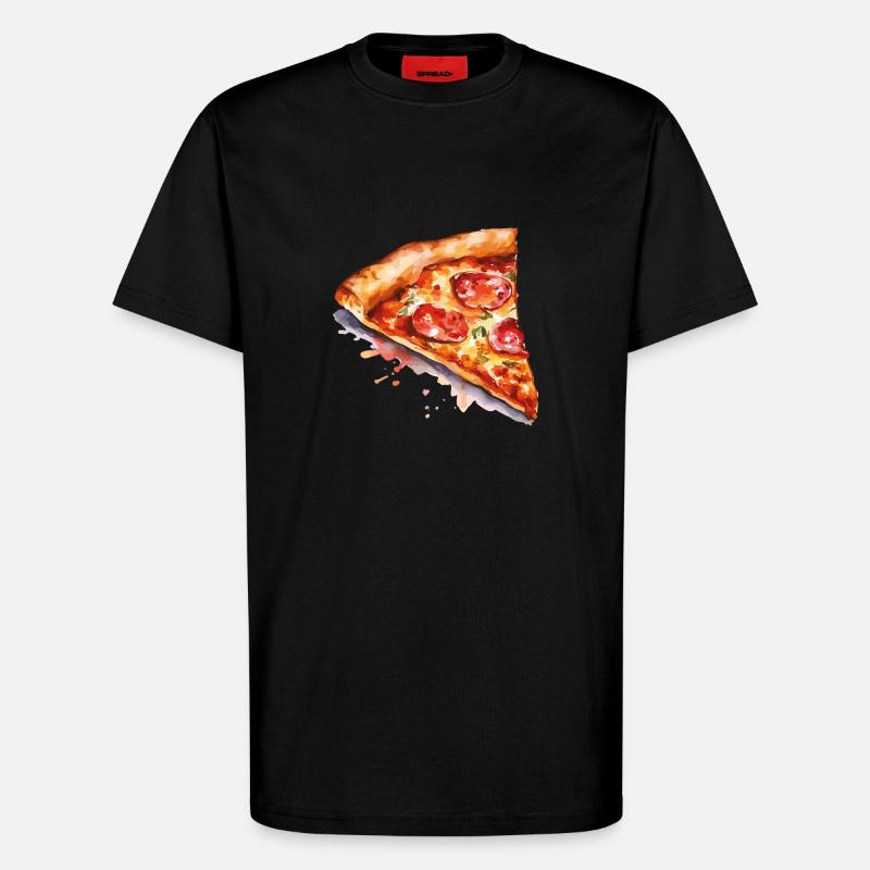 pizza - T-Shirt - made by SPREAD - SOLID BLACK