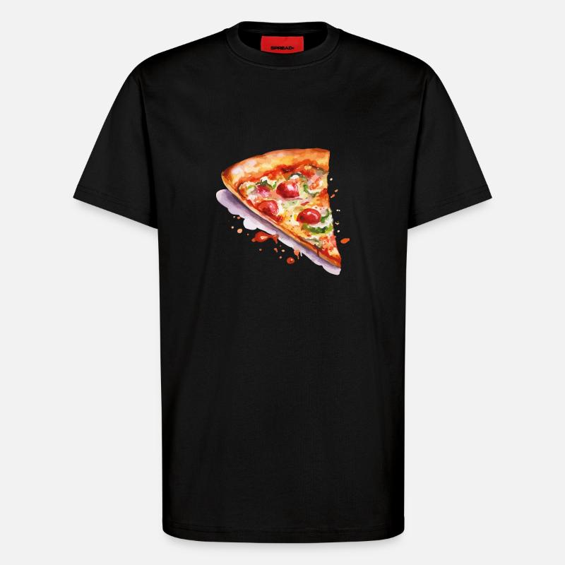 pizza - T-Shirt - made by SPREAD - SOLID BLACK