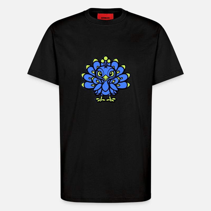 Peacock Comic - T-Shirt - made by SPREAD - SOLID BLACK